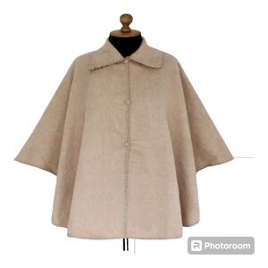 CAMARGO Alpaca Wool Cape Cloak in Tan Camel NWT
